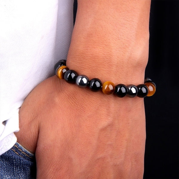 Natural Black Obsidian Hematite Tiger Eye Beads Bracelets Men for Magnetic Health Protection Women Jewelry Pulsera Hombre