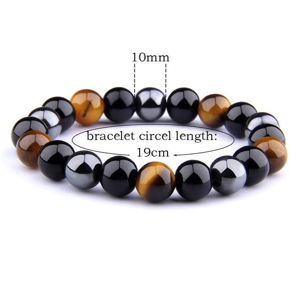 Natural Black Obsidian Hematite Tiger Eye Beads Bracelets Men for Magnetic Health Protection Women Jewelry Pulsera Hombre