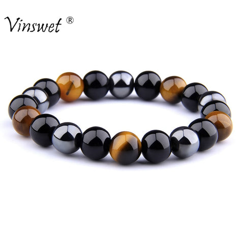 Natural Black Obsidian Hematite Tiger Eye Beads Bracelets Men for Magnetic Health Protection Women Jewelry Pulsera Hombre